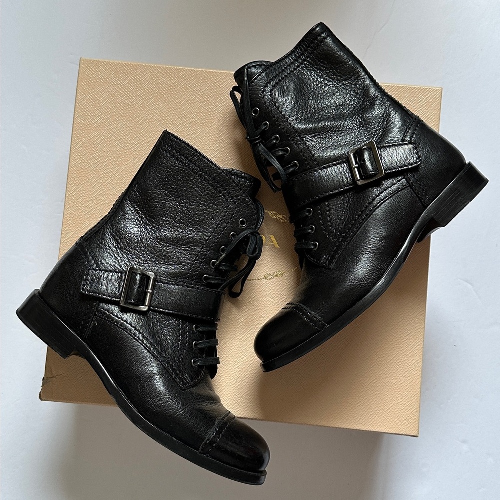 Prada Leather Combat Boots